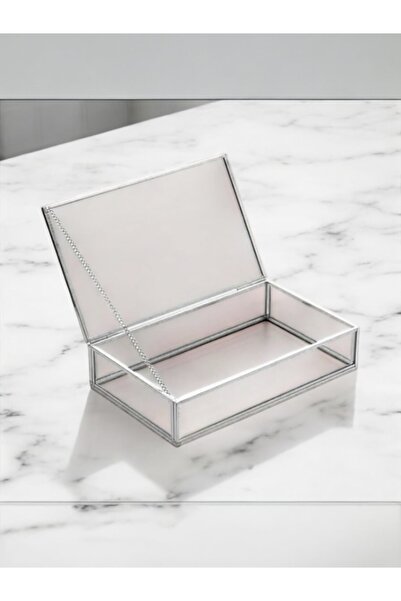 PARTİSERÜVENİ ÇİKOLATA KUTUSU CAM GÜMÜŞ RENK 30X20X6 CM