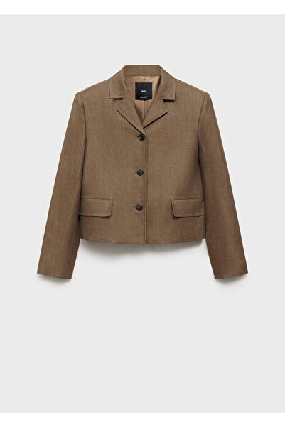 MANGO Woman Keten karışımlı crop blazer ceket