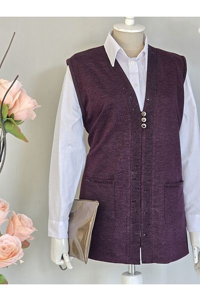 ENDAMIM Large Size Patterned Sleeveless Mother's Vest