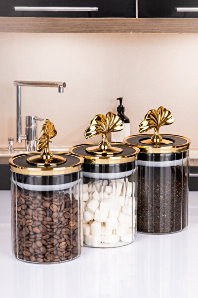 naturelove جرة زجاجية من الزجاج البورسليكات قابلة للقفل مكونة من 3 قطع مع غطا...