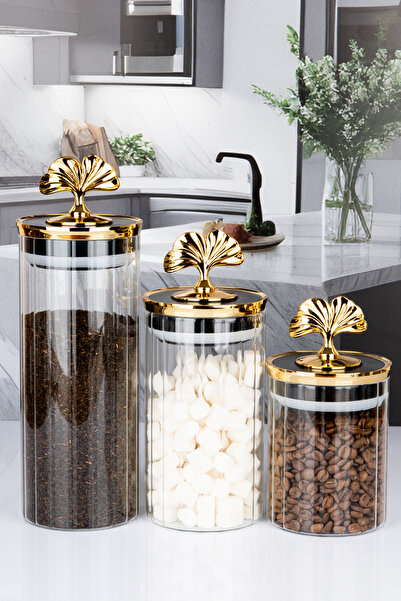 naturelove حاوية تخزين من الزجاج البورسليكات المذهبة ذات غطاء مفرغ قابل للقفل...