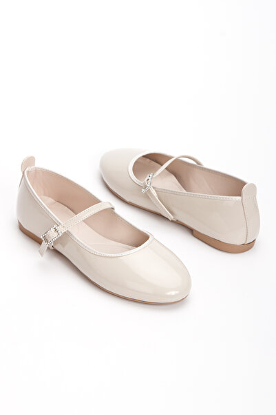 Mitto Women's Leather Patent Leather Lightweight Daily Belted Comfortable Ballerinas