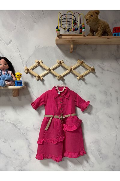 FESSHERA Rochie cu guler cămașă cu curea cu volane pentru fete – Design elegant și confortabil