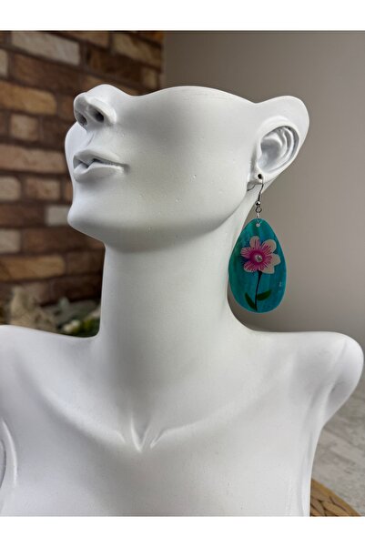 SEDEF TAKI Sedef el boyaması küpesi