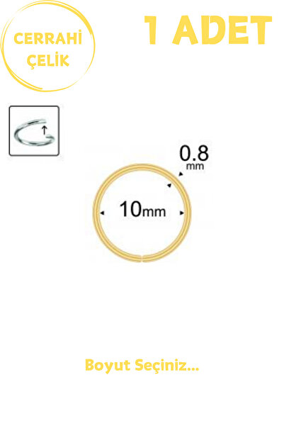 Blisse Piercing Unisex Cerrahi Çelik En İnce Barlı 0.8mm Tel Halka Hızma Piercing