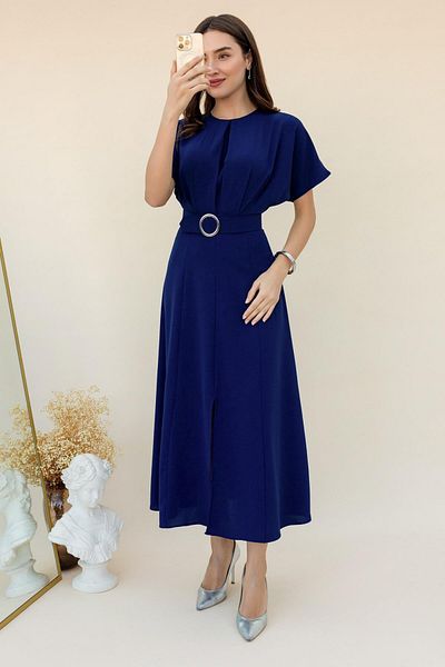 Sorridi Flounce Skirt, Front Slit, Belted Maxi Dress