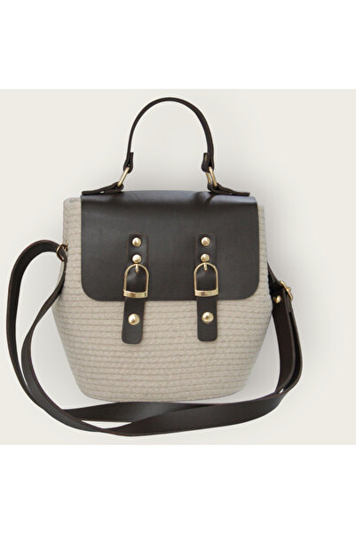 Hediyeninellitonu Delicious Ring Clavelle Straw Jute - Eagle Motive Workshop Design Knitting Bag Сумка для в'язання