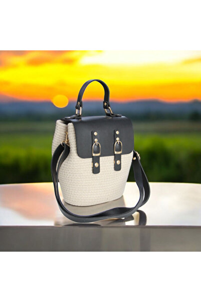 Hediyeninellitonu حقيبة نسائية من القش مع غطاء كريك 100% قطن تصميم خاص