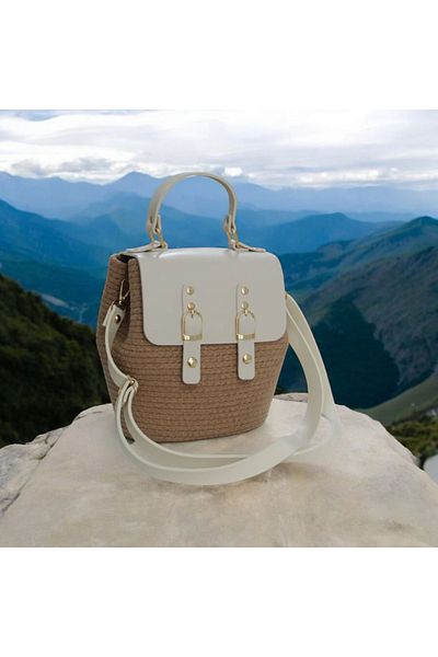 Hediyeninellitonu Geantă de damă cu paie cu capac Creek 100% bumbac Design special