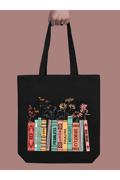 Cemira Kitap Tasarım Taylor Swift Kalın Siyah Kanvas Tote Bag Bez Çanta, Pinterest Çanta
