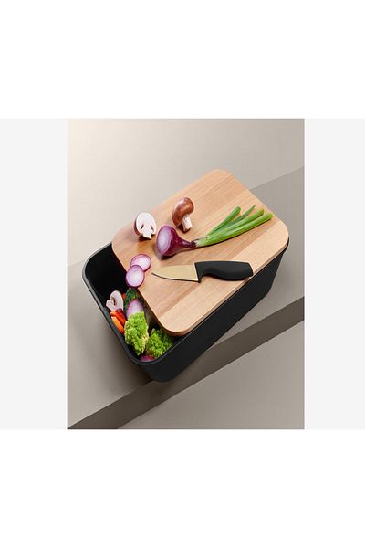 Tchibo Wooden Cutting Board, Natural Beech and Black