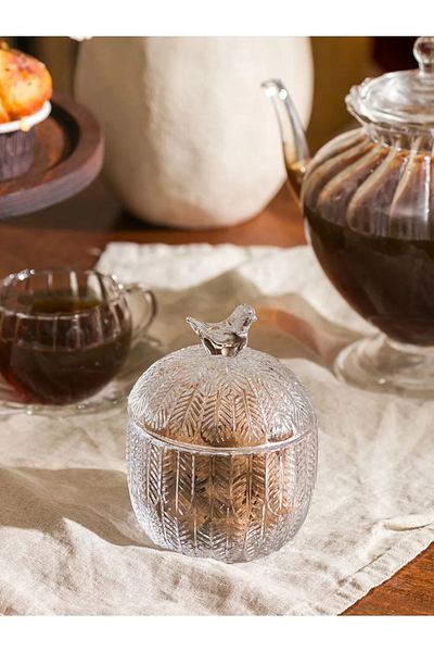 LC Waikiki Lcw Home Colorless Glass Sugar Bowl with Lid 9 cm t t