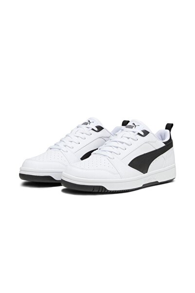 Puma Rebound v6 Low 392328 02 Λευκά-Μαύρα Casual Αθλητικά Παπούτσια