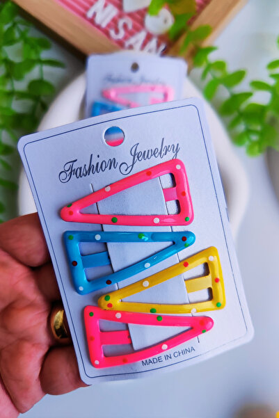 Nisankids Γεωμετρικό σχέδιο πόρπη με κουμπωτά πουά 4 τεμάχια