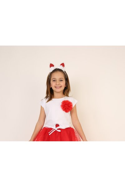 Dıgıl Kids Tie-Up Red Floral Girl's T-Shirt April 23 October 29 November 10 M...