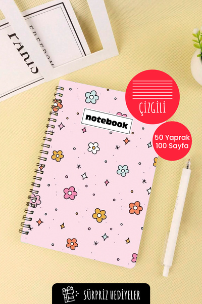 Anime Marketi Colorful Flowers Design A5 Spiral Bound School Notebook 50 Shee...