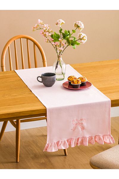 LC Waikiki Pink Bow Embroidered Ruffle Detailed Runner 45X150 cm