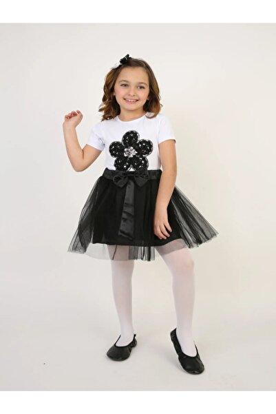 Nacar Devojčička majica sa šljokicama i cvetnim motivom, set roze tutu suknje...