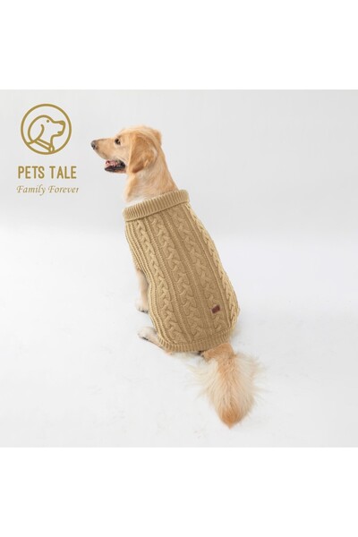 Choice سترة دافئة محبوكة للحيوانات الأليفة باللون الكاكي مقاس XXXL لفصل الشتا...