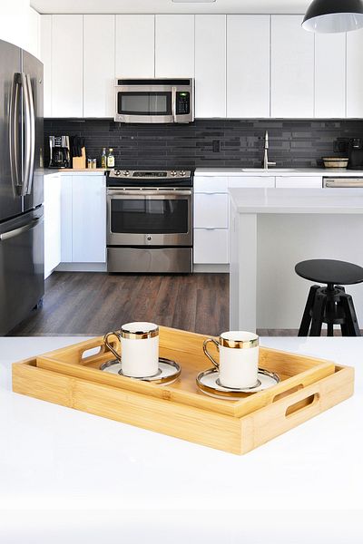 naturelove Bamboo 2 Tray Presentation Tea and Breakfast Tray Luxury