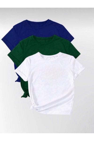 khufu ΛΕΥΚΟ - ΠΡΑΣΙΝΟ - ΜΠΛΕ ΑΤΥΠΩΤΟ Μπλουζάκι Oversize Relaxed Cut UNISEX