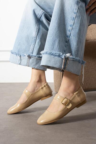 ShoeTek Дамски боти Hanna - Десет кожени балерини с катарами и ленти