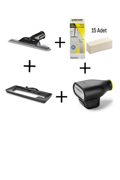 Karcher Sc Serisi Cam Temizleme Aparatı Halı Başlığı 15li Bez Buharlı Düzleşt...