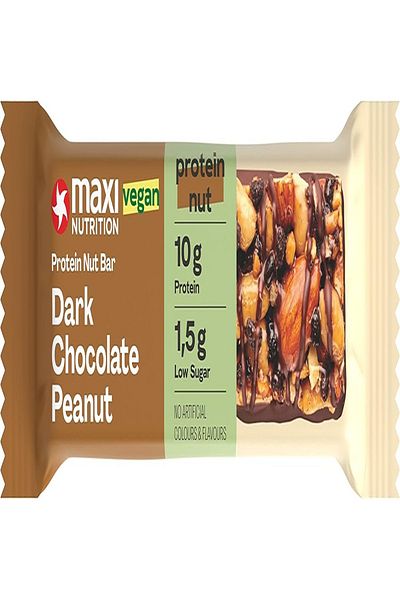 Maxi Nutrition Vegan Dark Chocolate Peanut Protein Nut Bar |Box Of 12 Pcs