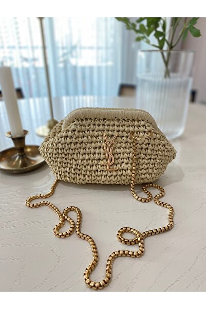 Fazeka Hasır çanta,kağıt ipten çanta,plaj çantası,çapraz çanta,gold çanta