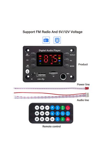 Choice DC 5V 12V DC 5V 12V Bluetooth 5.0 MP3 WMA WAV APE Decoder Board Hands-free Car Audio Microphone USB