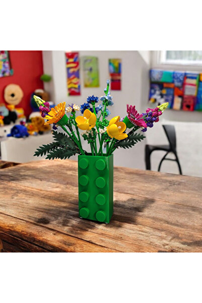 Maflen Renkli Blok Brick Özel Tasarım Modern Dekoratif Vazo Yeşil (ÇİÇEK DAHİ...