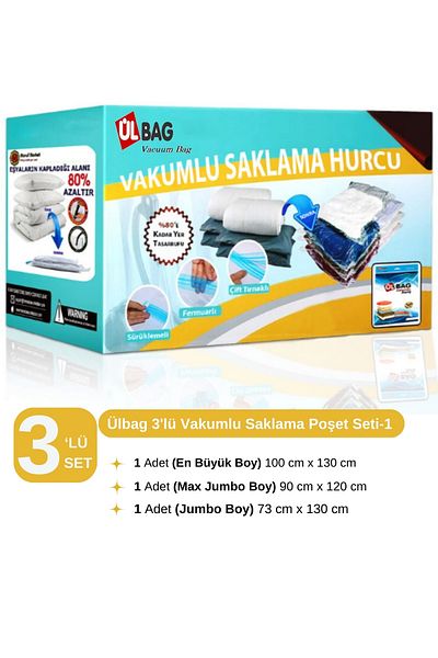 ÜLBAG Set de 3 saci de vid Jumbo de dimensiuni mari - pilota, haine, cuvertură de pat