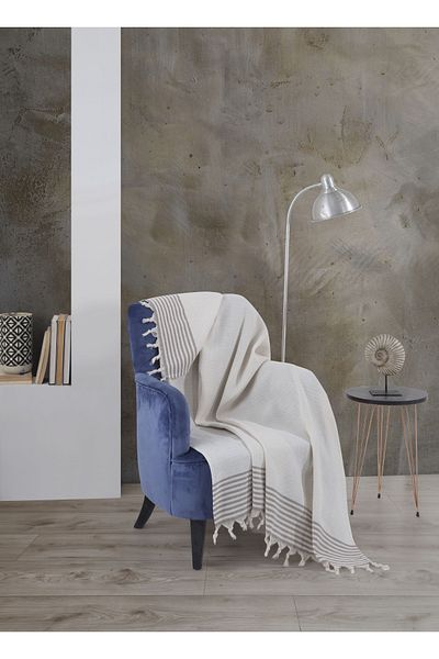 Lux Touch Ecru Bergama - 150x180 cm Βαμβακερός Φουντωτός Καναπές Κρεβάτι Κάλυμμα Καναπέ-Κρεβάτι Μονός Καναπές