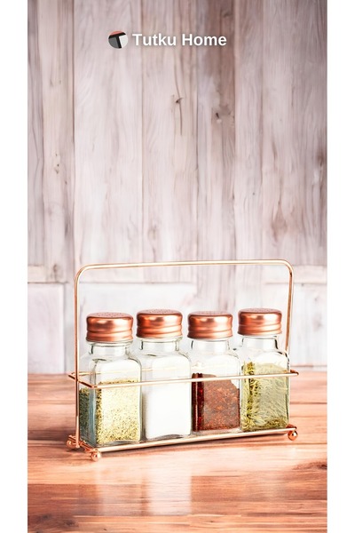 Tutku 4 lü standtlı cam baharatlık 75 ml