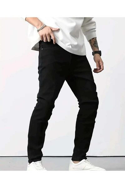 KING SEZAR Ανδρικό Μαύρο Slim Fit Lycra Stretchy Jeans Ανδρικό τζιν παντελόνι