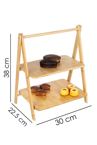 naturelove Derik 2-Tier Rectangular Bamboo Serving Presentation Set Large Size, Dry Pasta, Cookies and Cake Presentations