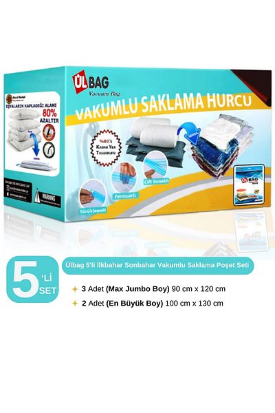 ÜLBAG Σετ 5 Jumbo Ανοιξιάτικες φθινοπωρινές τσάντες κενού αέρος Μεγαλύτερα μεγέθη Τσάντα κενού αέρος