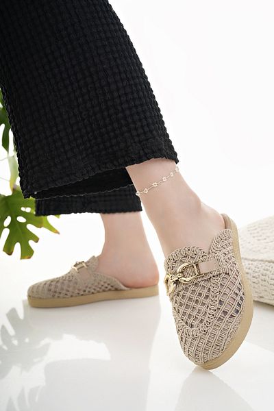 Modafırsat Papuci de zi cu zi pentru femei, bej, tricotat, tricotat, elegant, acasă de vară, plajă, vacanță, birou, papuci