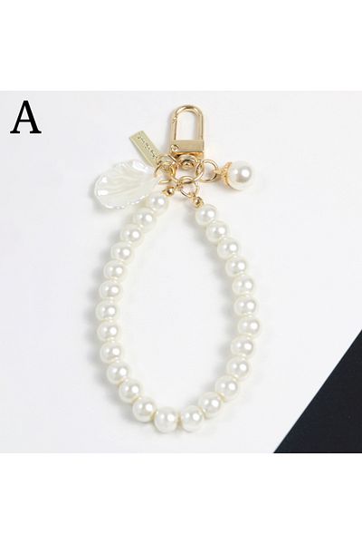 Choice 12 × 8 سم 01 سلسلة مفاتيح جديدة من اللؤلؤ الذهبي مع حبل تعليق أنيق للنساء هاتف محمول