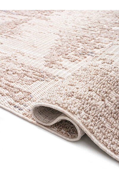 Home Rio Iskandinav Salon Halısı Mutfak Halısı Yolluk Bukle Halı Tozumaz Açık Bej  Dekoratif R-04