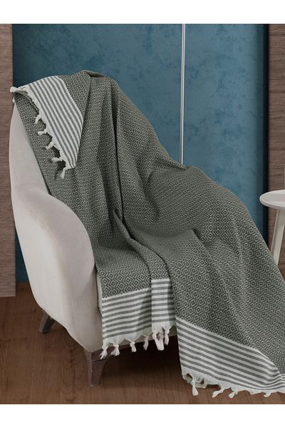 Lux Touch 150 x 180 cm Bergama Khaki Sofa Divan Sofa Bed Cover - Cotton Tufted Single Armchair