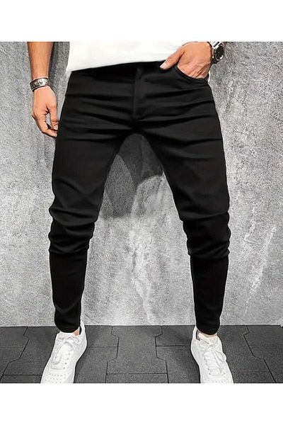KING SEZAR Blugi elastici din lycra negri slim fit pentru bărbați Pantaloni de blugi pentru bărbați
