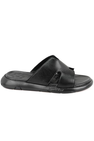 Desa Fabiola Black Men's Leather Slippers
