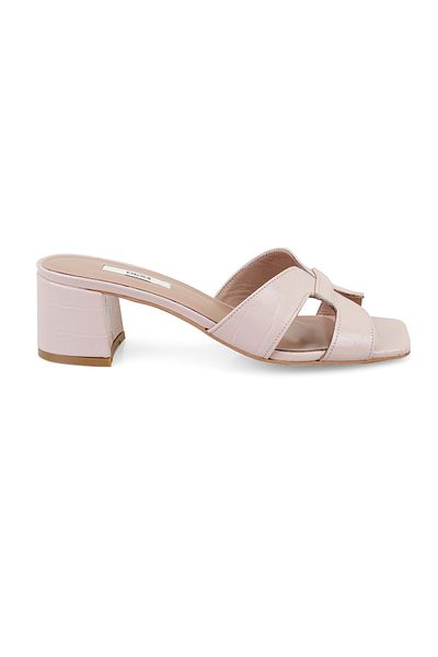Desa Women's Powder Crocodile Printed Leather Slippers
