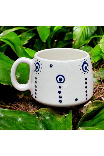 DDHANDMADE El Yapımı Seramik Çay Kahve Kupası Türk Kahvesi Fincanı Kupa Nazar boncuğu Hediyelik Ceyiz