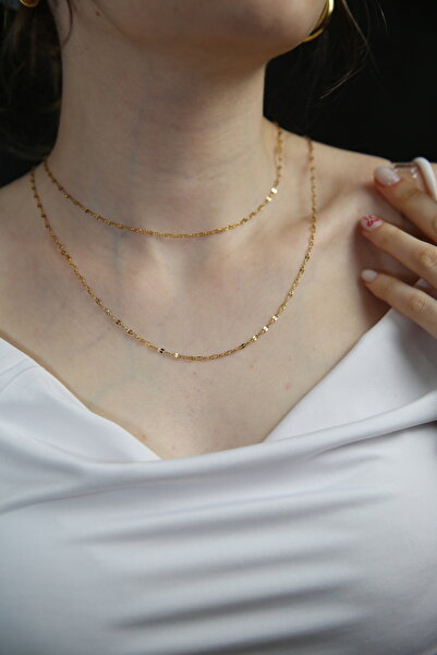 MARCİELO Accessories قلادة سلسلة مزدوجة من الفولاذ المقاوم للصدأ بمرآة سنغافو...