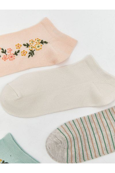 LC Waikiki Pink Floral Women's Booties Socks 5-Piece