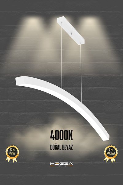 Hegza Lighting Luna (White Case, Natural White Light) Modern Pendant Lamp Led Chandelier