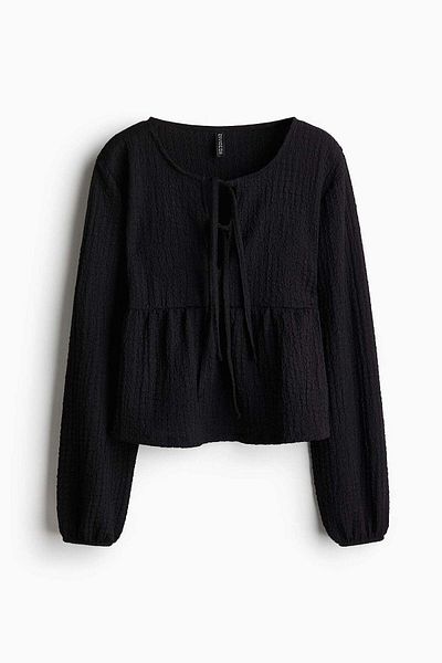 H&M Crinkled tie-detail top