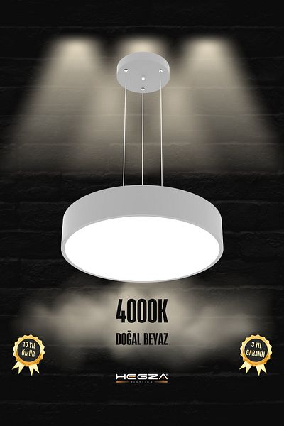 Hegza Lighting 40cm Modern Led Chandelier - Gray Case, Natural White Light, Living Room, Kitchen, Living Room
